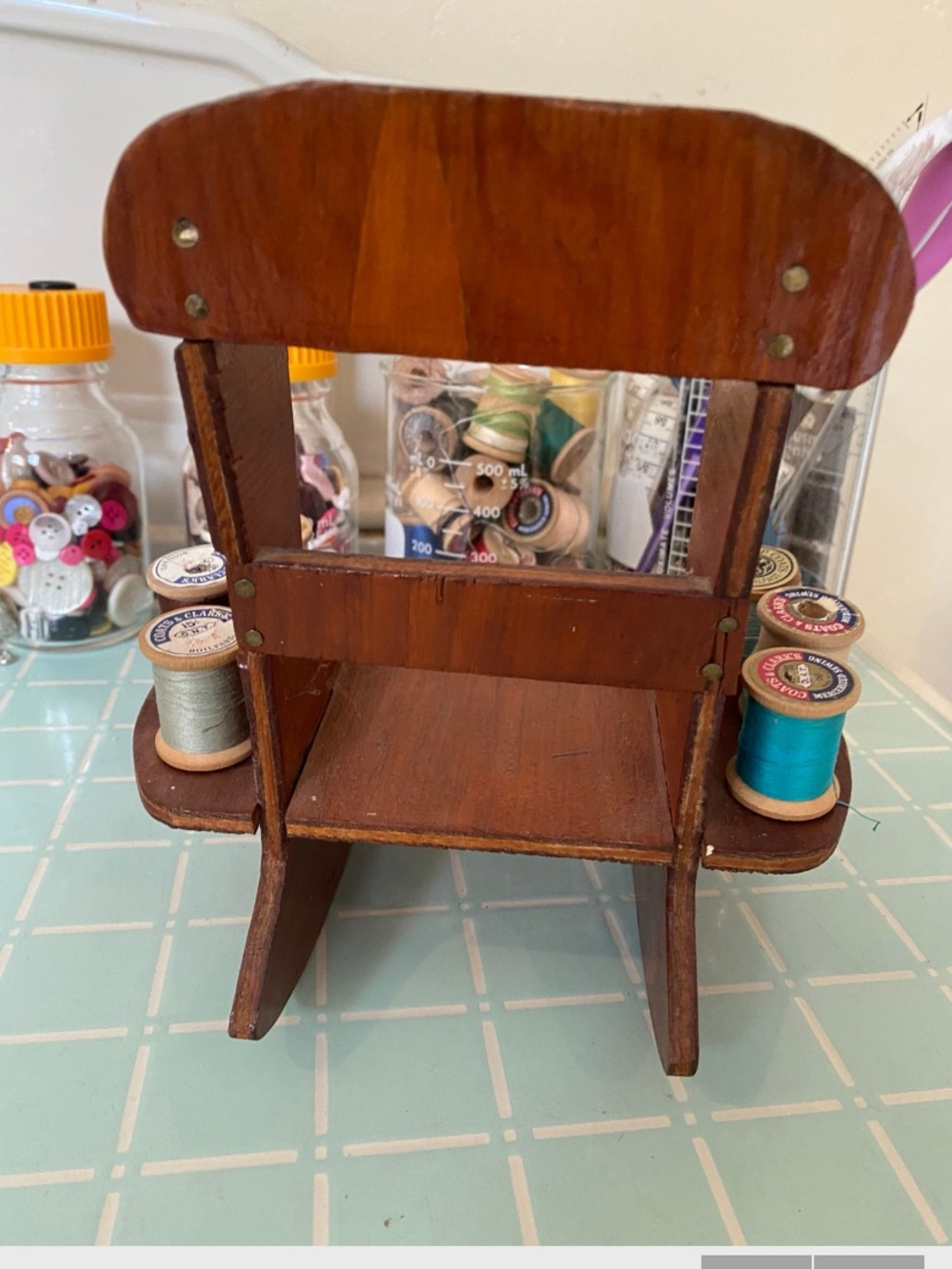 Vintage Wooden Rocking Chair Thread Spool - Picture 3 of 4